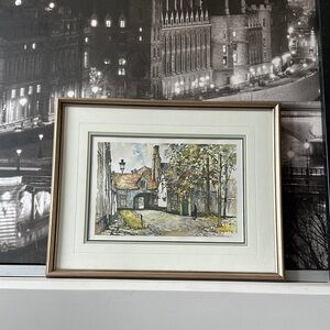Jan Korthals Brugge Belgium Town Vintage Art Print with Gold Frame